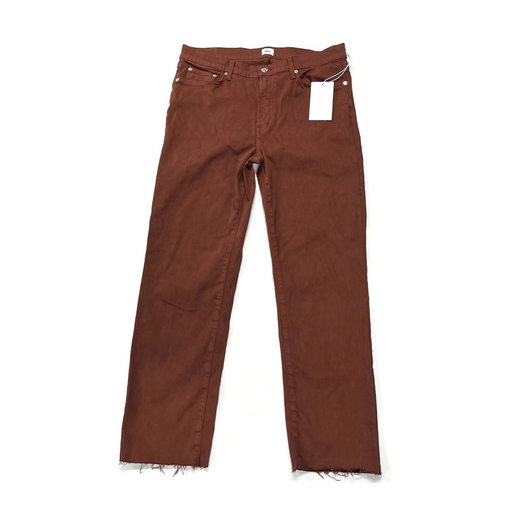 EDWIN Bree Jeans Women 32 Mid Rise Straight Leg Ankle Raw Hem Denim USA $168 NWT